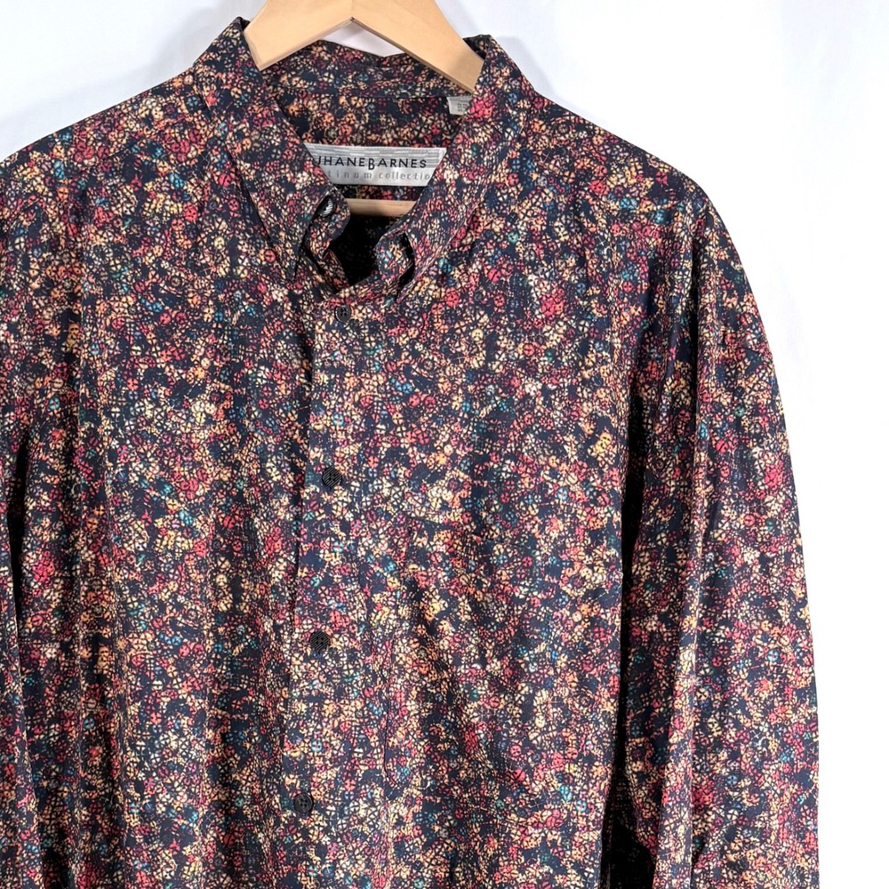 Jhane Barnes Platinum Collection Shirt Retro Fractal Artsy Vintage Cotton Men XL